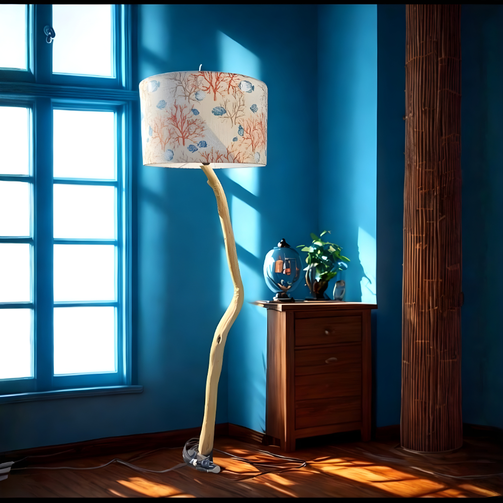 Lampadaire serpent mur bleu 1000-1000